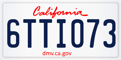 CA license plate 6TTI073