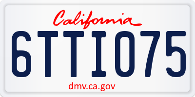 CA license plate 6TTI075