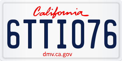 CA license plate 6TTI076