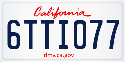 CA license plate 6TTI077