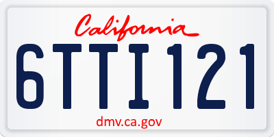 CA license plate 6TTI121