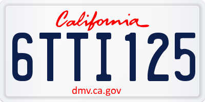 CA license plate 6TTI125