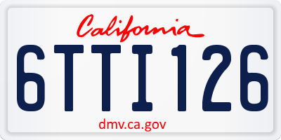 CA license plate 6TTI126