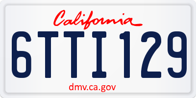 CA license plate 6TTI129