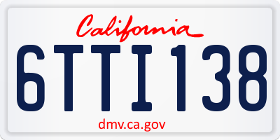 CA license plate 6TTI138