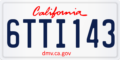 CA license plate 6TTI143