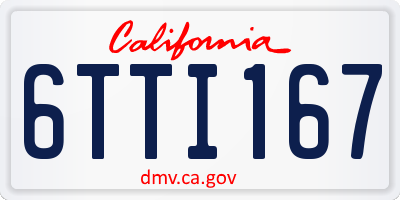 CA license plate 6TTI167