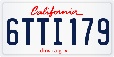 CA license plate 6TTI179