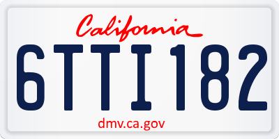 CA license plate 6TTI182