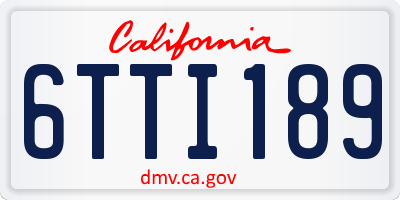 CA license plate 6TTI189