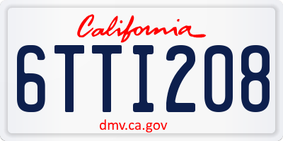 CA license plate 6TTI208