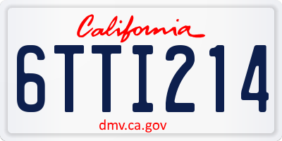 CA license plate 6TTI214