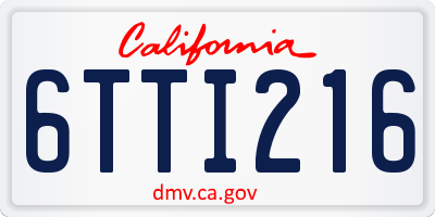 CA license plate 6TTI216