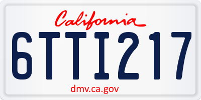 CA license plate 6TTI217
