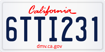 CA license plate 6TTI231