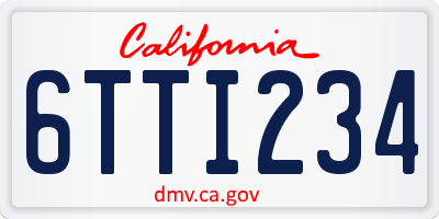 CA license plate 6TTI234