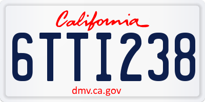 CA license plate 6TTI238