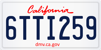 CA license plate 6TTI259
