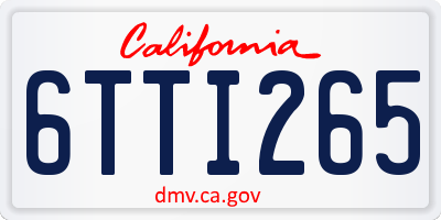 CA license plate 6TTI265