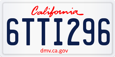 CA license plate 6TTI296