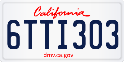 CA license plate 6TTI303