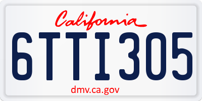 CA license plate 6TTI305