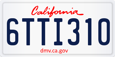 CA license plate 6TTI310