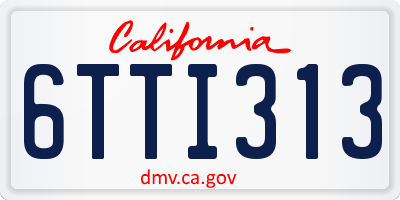 CA license plate 6TTI313