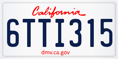 CA license plate 6TTI315