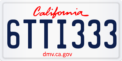 CA license plate 6TTI333