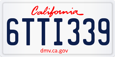 CA license plate 6TTI339