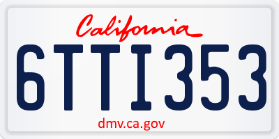 CA license plate 6TTI353
