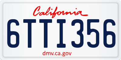 CA license plate 6TTI356