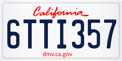 CA license plate 6TTI357