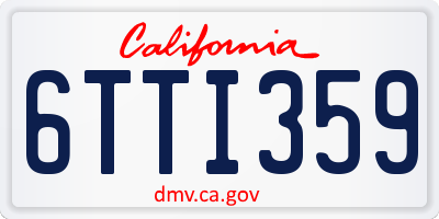 CA license plate 6TTI359