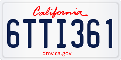 CA license plate 6TTI361