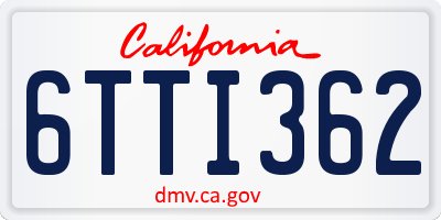 CA license plate 6TTI362