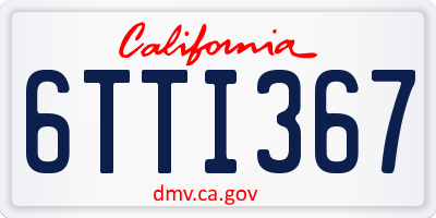 CA license plate 6TTI367
