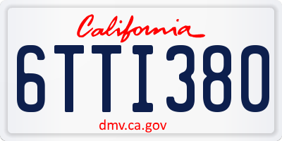 CA license plate 6TTI380