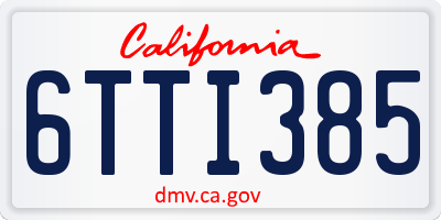 CA license plate 6TTI385