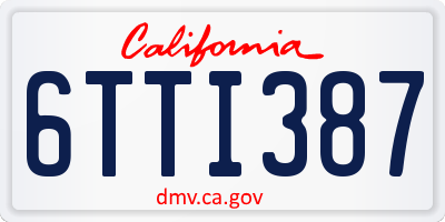 CA license plate 6TTI387