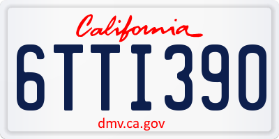 CA license plate 6TTI390