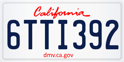 CA license plate 6TTI392