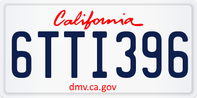 CA license plate 6TTI396