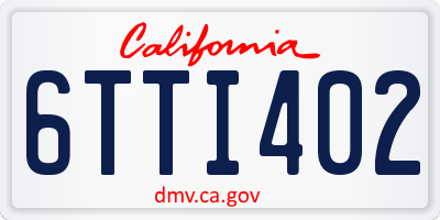 CA license plate 6TTI402