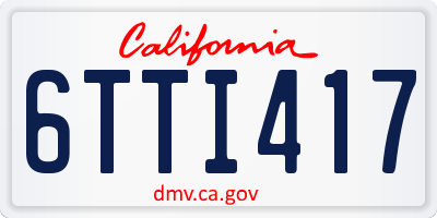 CA license plate 6TTI417