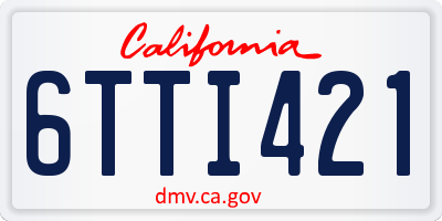 CA license plate 6TTI421