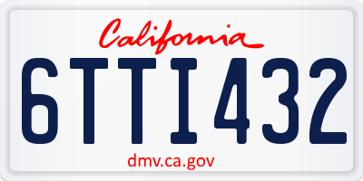 CA license plate 6TTI432