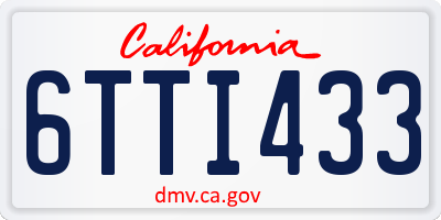 CA license plate 6TTI433