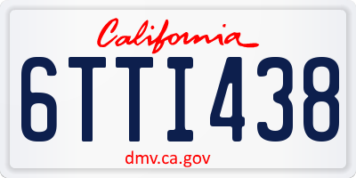 CA license plate 6TTI438